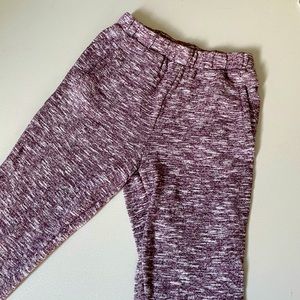 Maroon and white sweatpants